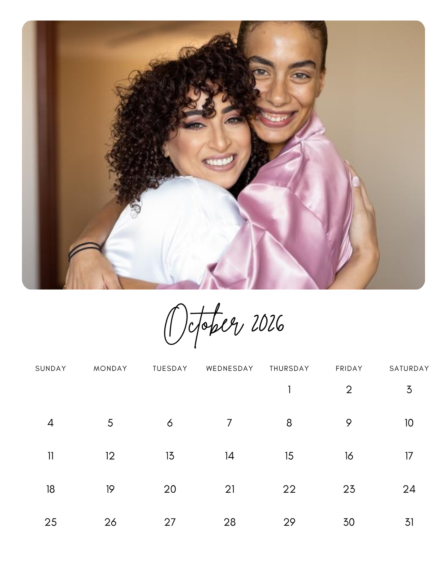 Customizable 2026 Calendar - Set of 12