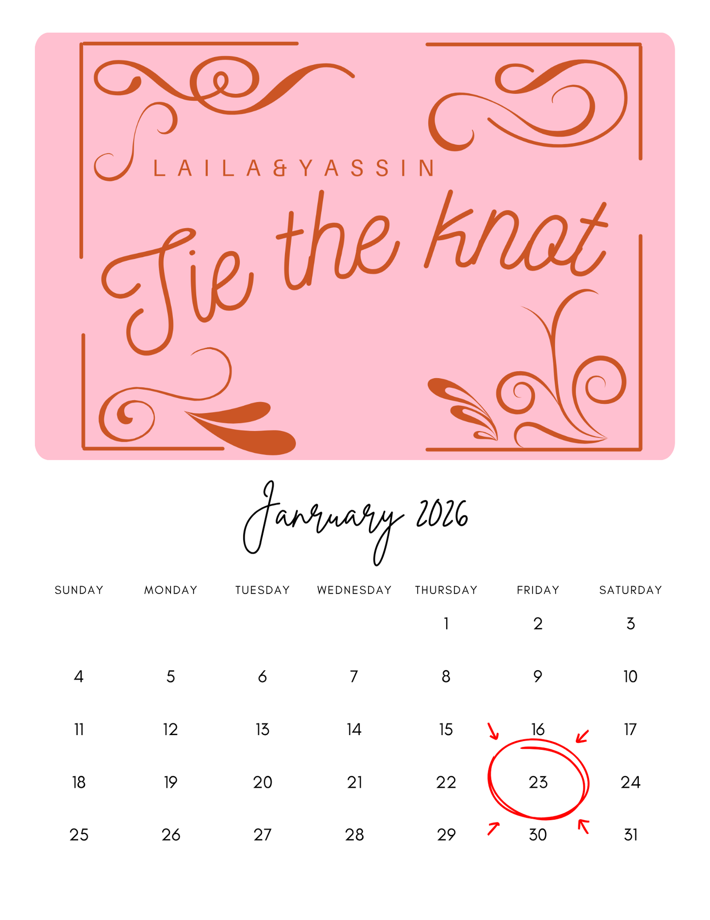 Customizable 2026 Calendar - Set of 12